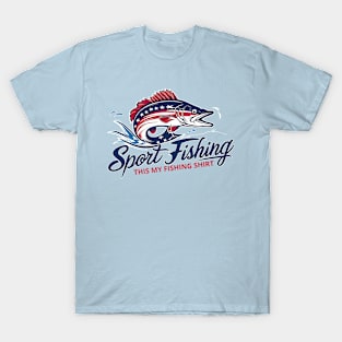 Red, White, and Walleye: Sport Fishing Independence T-Shirt